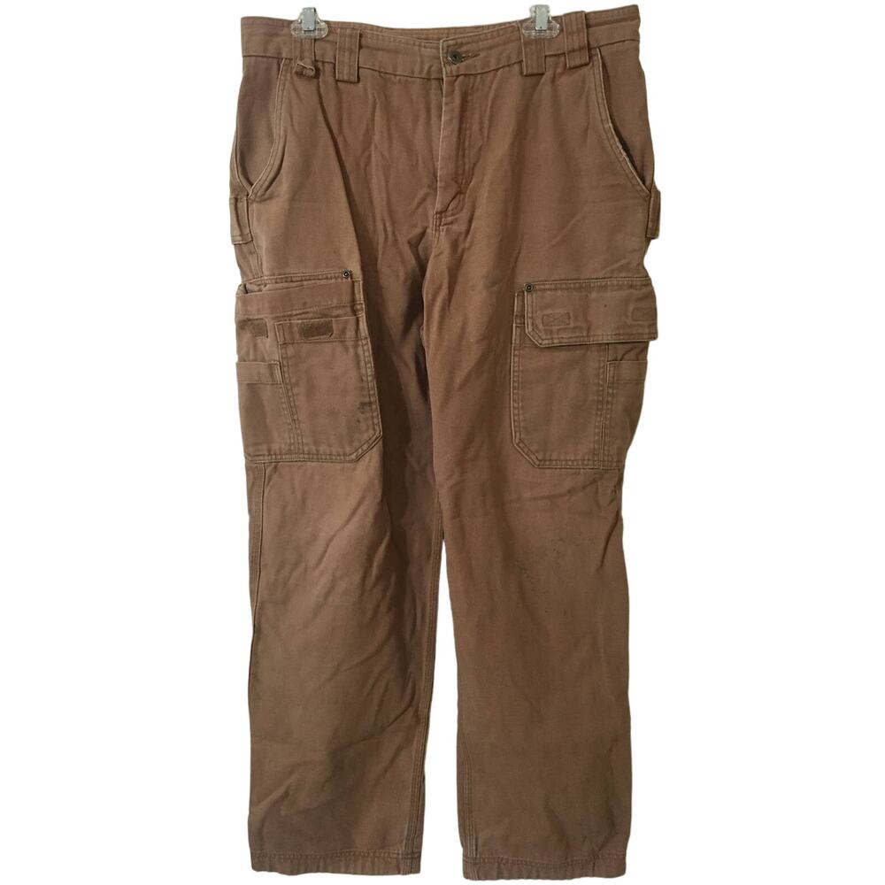 Duluth Trading Company 35X34 Brown Carpenter Jeans Velcro pockets